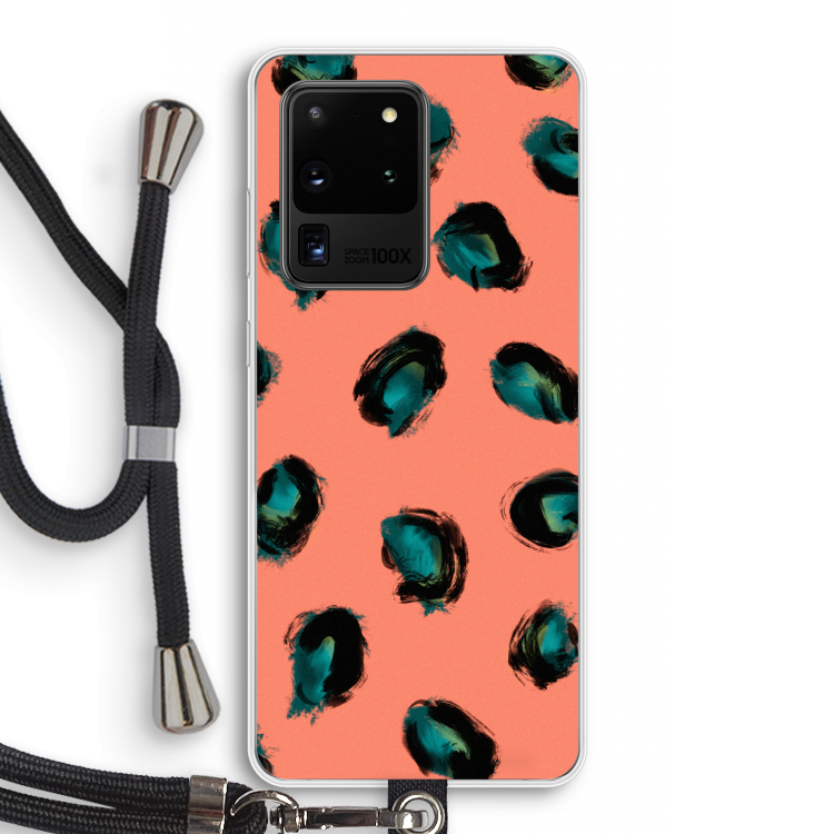 Pink Cheetah: Samsung Galaxy S20 Ultra Transparant Hoesje met koord