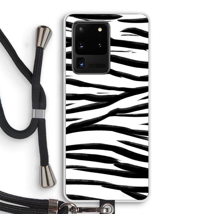 Zebra pattern: Samsung Galaxy S20 Ultra Transparant Hoesje met koord