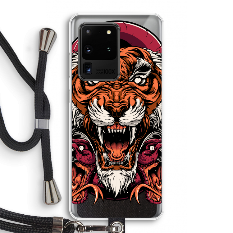 Tiger and Rattlesnakes: Samsung Galaxy S20 Ultra Transparant Hoesje met koord