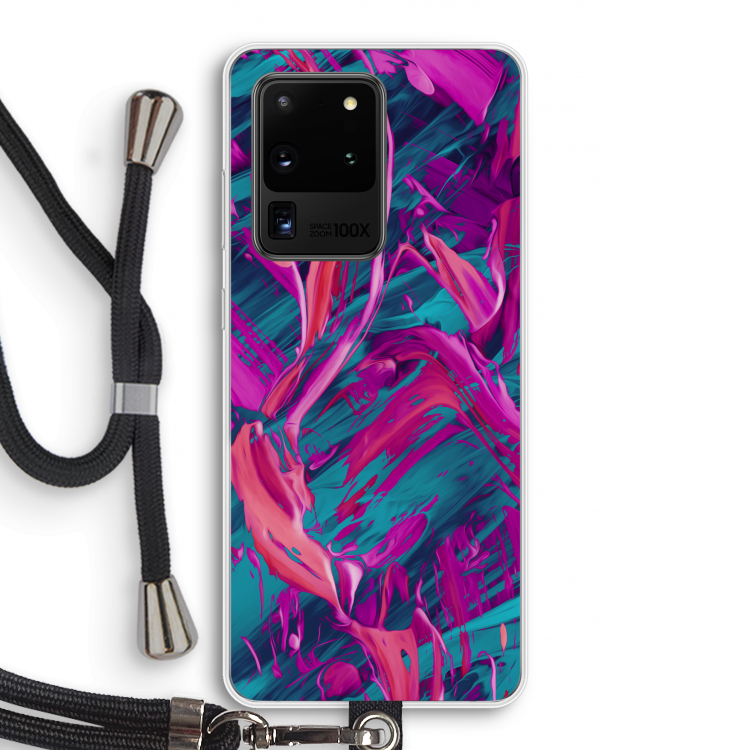 Pink Clouds: Samsung Galaxy S20 Ultra Transparant Hoesje met koord