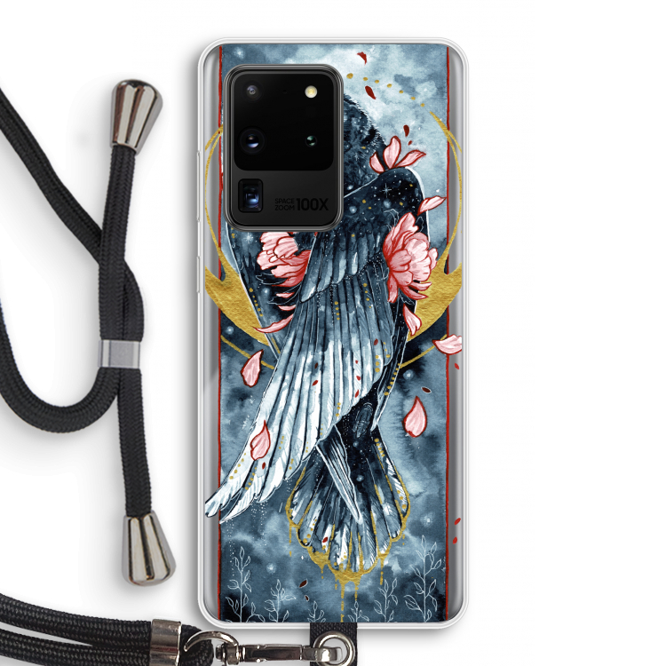 Golden Raven: Samsung Galaxy S20 Ultra Transparant Hoesje met koord