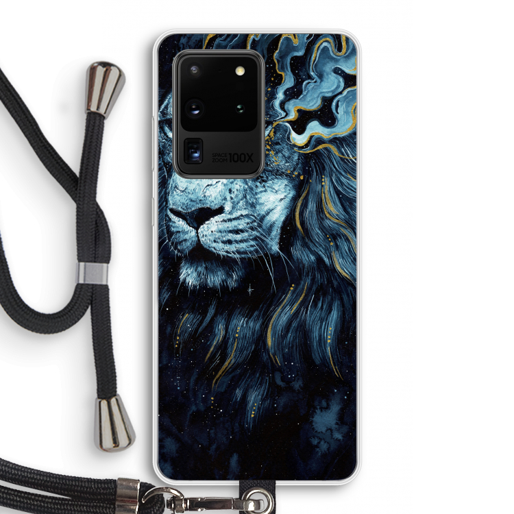 Darkness Lion: Samsung Galaxy S20 Ultra Transparant Hoesje met koord