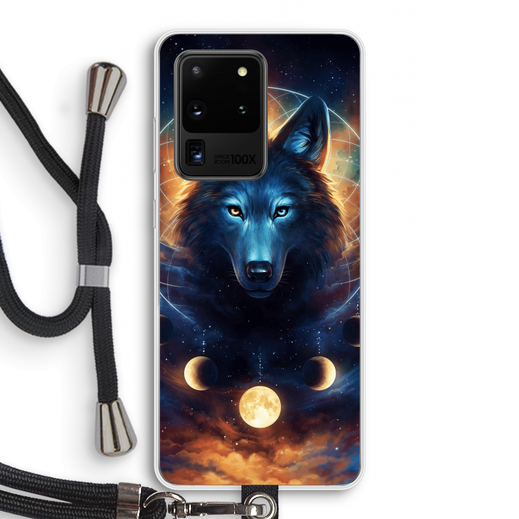Wolf Dreamcatcher: Samsung Galaxy S20 Ultra Transparant Hoesje met koord