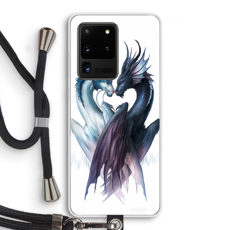 Yin Yang Dragons: Samsung Galaxy S20 Ultra Transparant Hoesje met koord