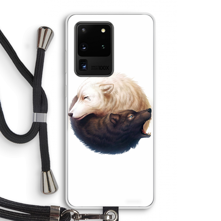 Yin Yang Wolves: Samsung Galaxy S20 Ultra Transparant Hoesje met koord