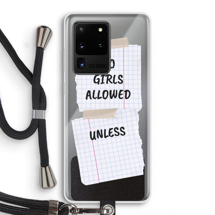 No Girls Allowed Unless: Samsung Galaxy S20 Ultra Transparant Hoesje met koord