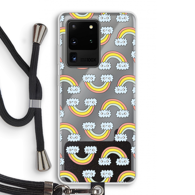 Regenboog: Samsung Galaxy S20 Ultra Transparant Hoesje met koord