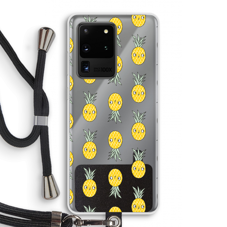 Ananas: Samsung Galaxy S20 Ultra Transparant Hoesje met koord