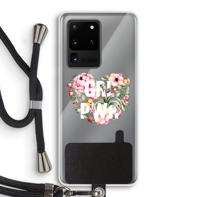 GRL PWR Flower: Samsung Galaxy S20 Ultra Transparant Hoesje met koord