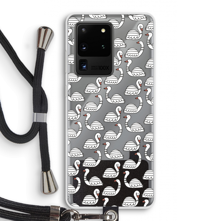 Zwanen: Samsung Galaxy S20 Ultra Transparant Hoesje met koord