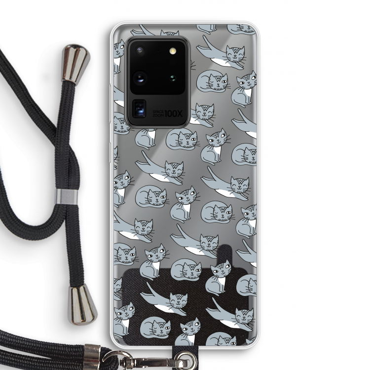 Poezen: Samsung Galaxy S20 Ultra Transparant Hoesje met koord