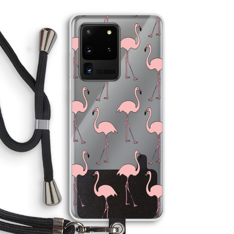 Anything Flamingoes: Samsung Galaxy S20 Ultra Transparant Hoesje met koord