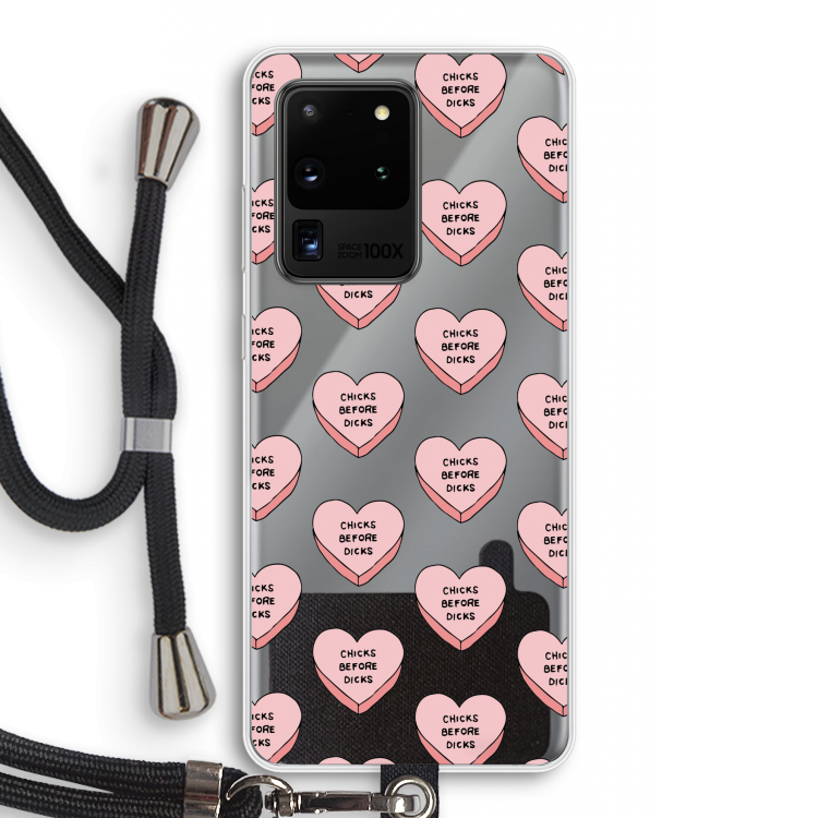 Chicks before dicks: Samsung Galaxy S20 Ultra Transparant Hoesje met koord