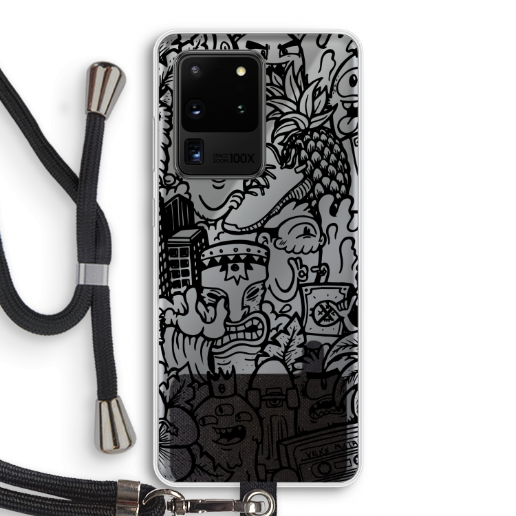 Vexx Black Mixtape: Samsung Galaxy S20 Ultra Transparant Hoesje met koord