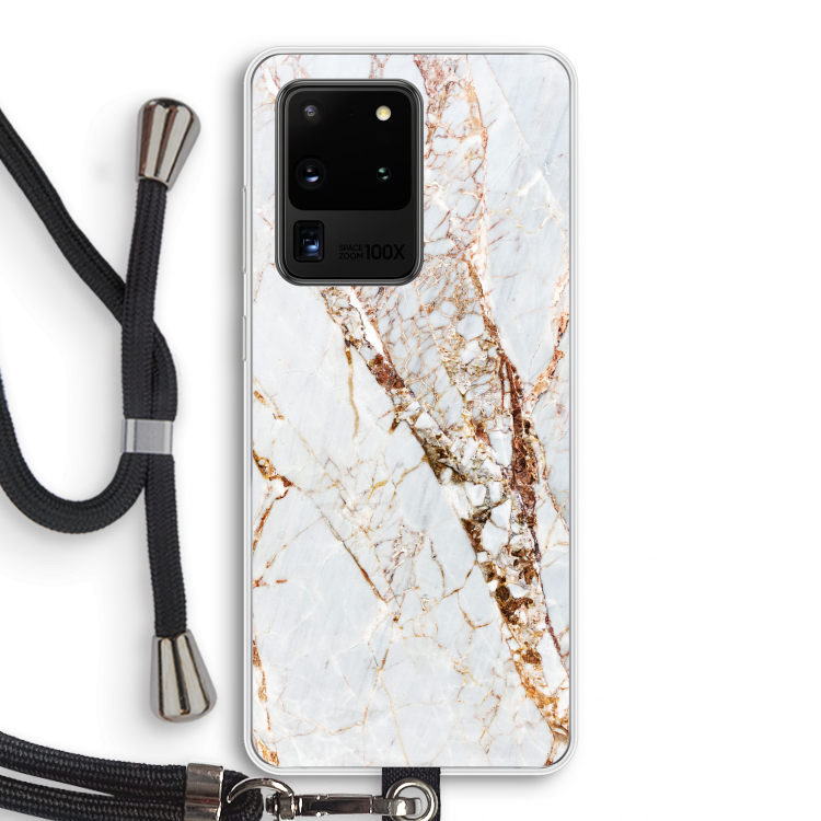 Goud marmer: Samsung Galaxy S20 Ultra Transparant Hoesje met koord