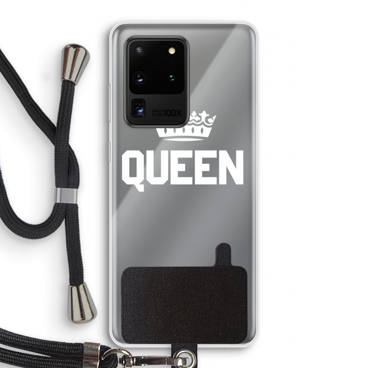 Queen zwart: Samsung Galaxy S20 Ultra Transparant Hoesje met koord