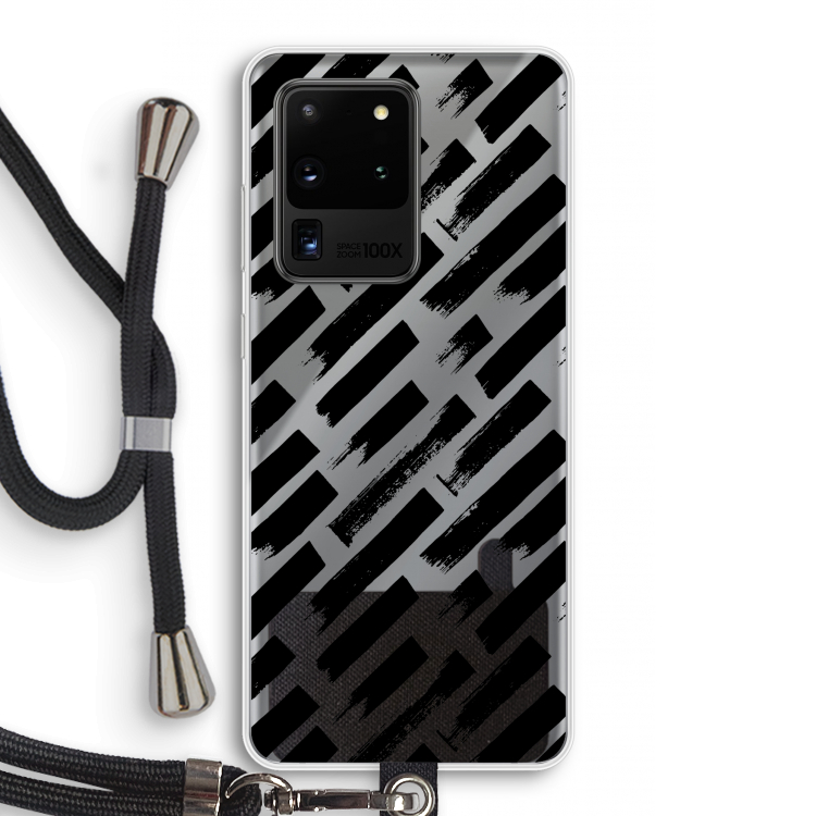 Zwarte vegen: Samsung Galaxy S20 Ultra Transparant Hoesje met koord