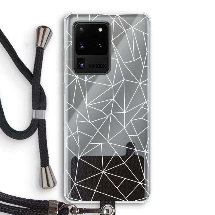 Geometrische lijnen wit: Samsung Galaxy S20 Ultra Transparant Hoesje met koord