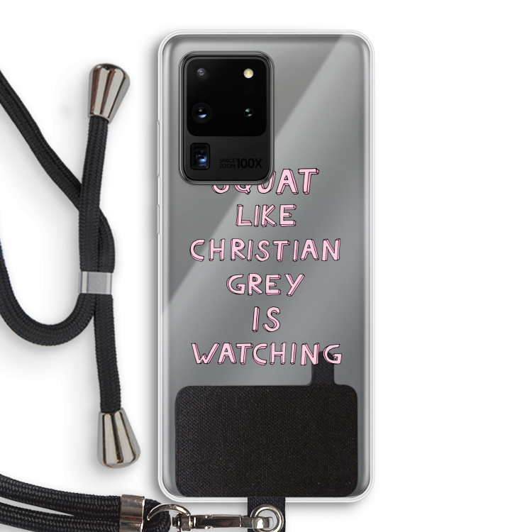 Christian Grey: Samsung Galaxy S20 Ultra Transparant Hoesje met koord