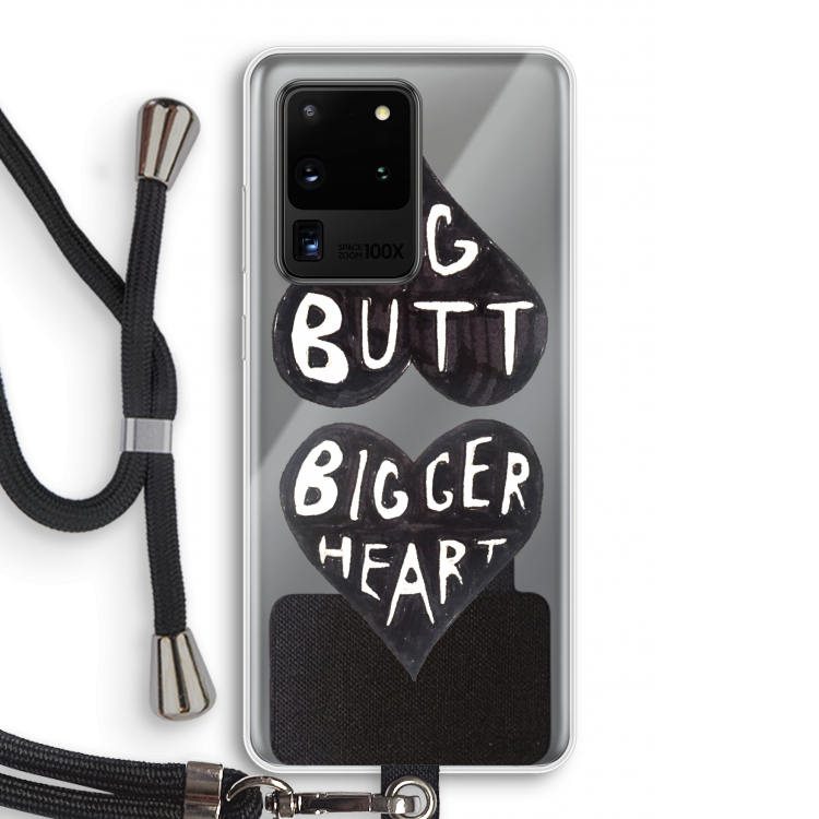 Big butt bigger heart: Samsung Galaxy S20 Ultra Transparant Hoesje met koord