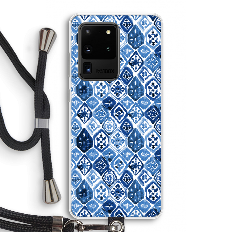 Blauw motief: Samsung Galaxy S20 Ultra Transparant Hoesje met koord