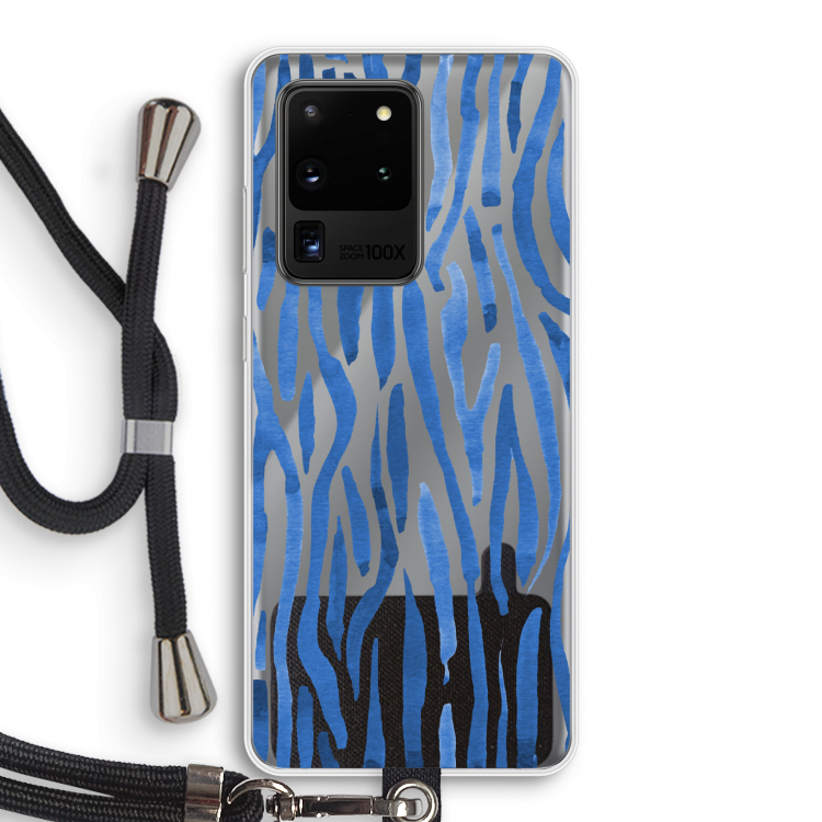 Blauwe nerven: Samsung Galaxy S20 Ultra Transparant Hoesje met koord