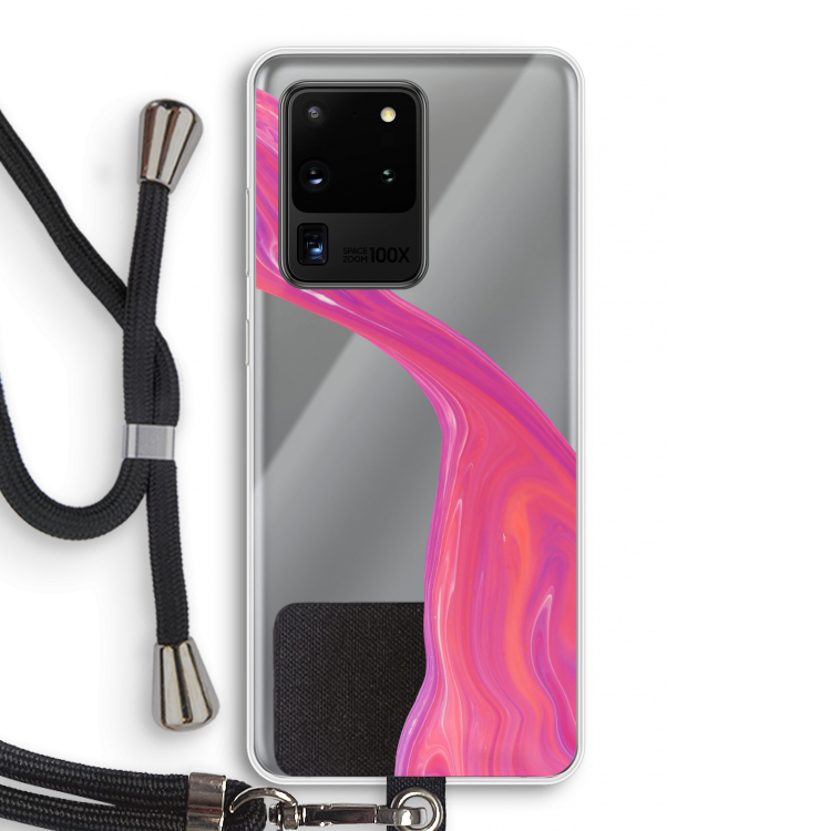 Paarse stroom: Samsung Galaxy S20 Ultra Transparant Hoesje met koord