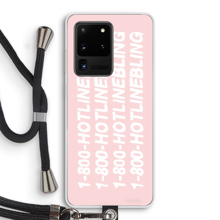Hotline bling pink: Samsung Galaxy S20 Ultra Transparant Hoesje met koord