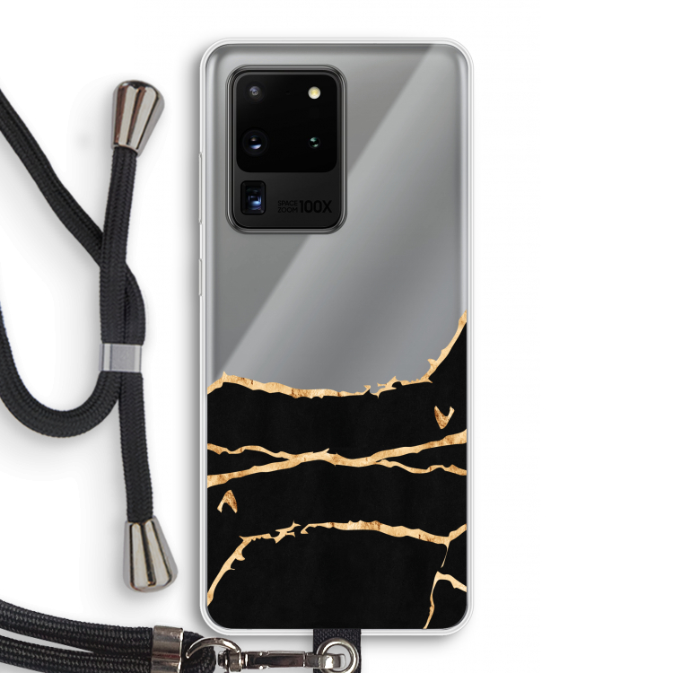 Gouden marmer: Samsung Galaxy S20 Ultra Transparant Hoesje met koord