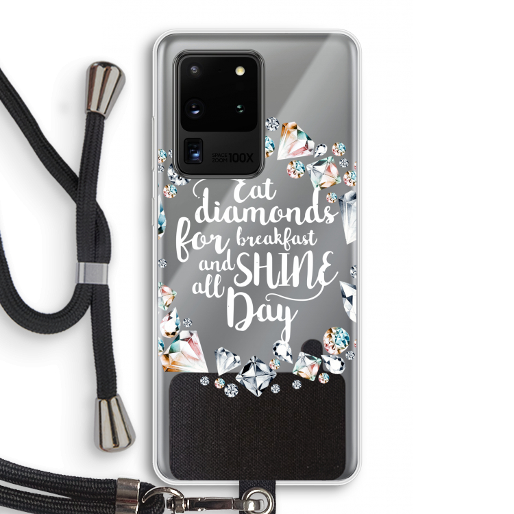 Diamonds: Samsung Galaxy S20 Ultra Transparant Hoesje met koord
