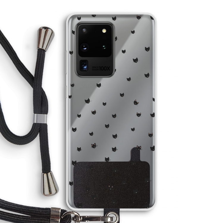 Kleine kattenkopjes: Samsung Galaxy S20 Ultra Transparant Hoesje met koord