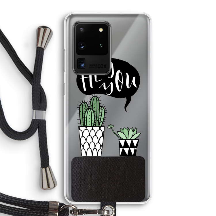 Hey you cactus: Samsung Galaxy S20 Ultra Transparant Hoesje met koord