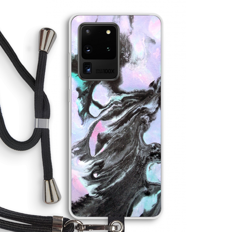 Pastel zwart: Samsung Galaxy S20 Ultra Transparant Hoesje met koord