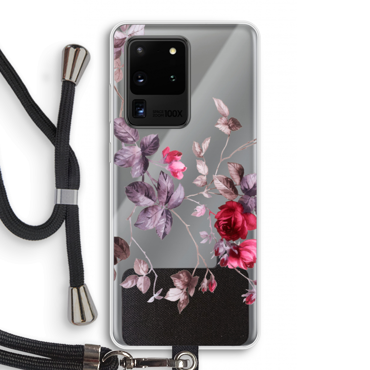 Mooie bloemen: Samsung Galaxy S20 Ultra Transparant Hoesje met koord