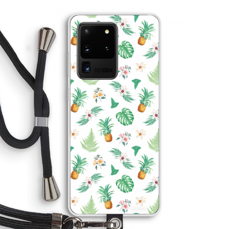 Ananas bladeren: Samsung Galaxy S20 Ultra Transparant Hoesje met koord