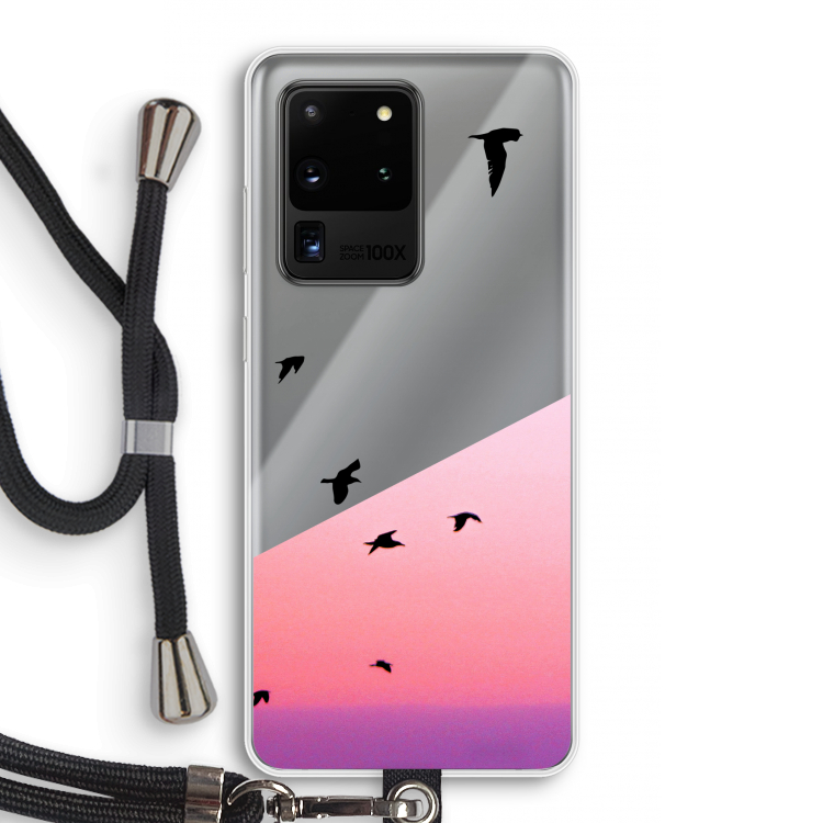 Fly away: Samsung Galaxy S20 Ultra Transparant Hoesje met koord