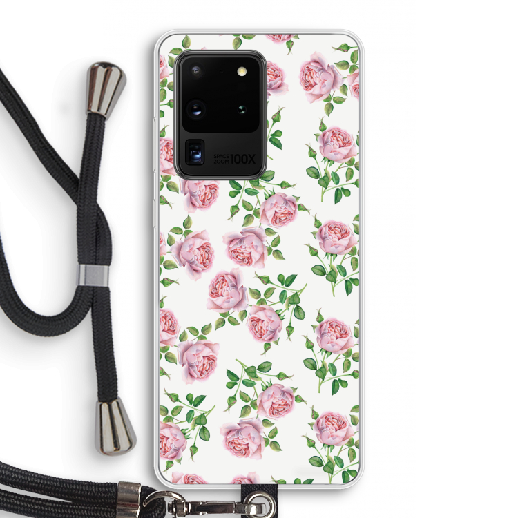 Kleine roosjes: Samsung Galaxy S20 Ultra Transparant Hoesje met koord
