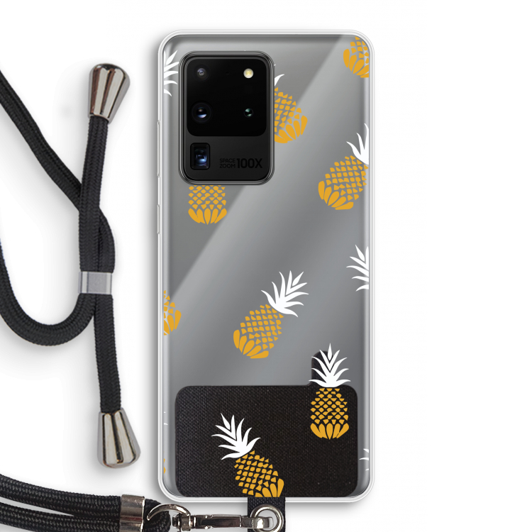 Ananasjes: Samsung Galaxy S20 Ultra Transparant Hoesje met koord