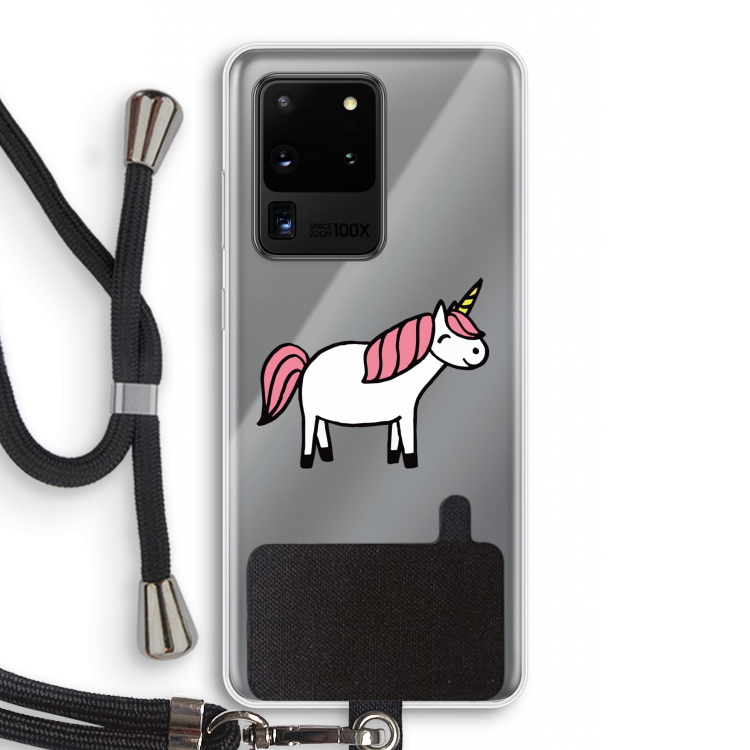 Eenhoorn: Samsung Galaxy S20 Ultra Transparant Hoesje met koord