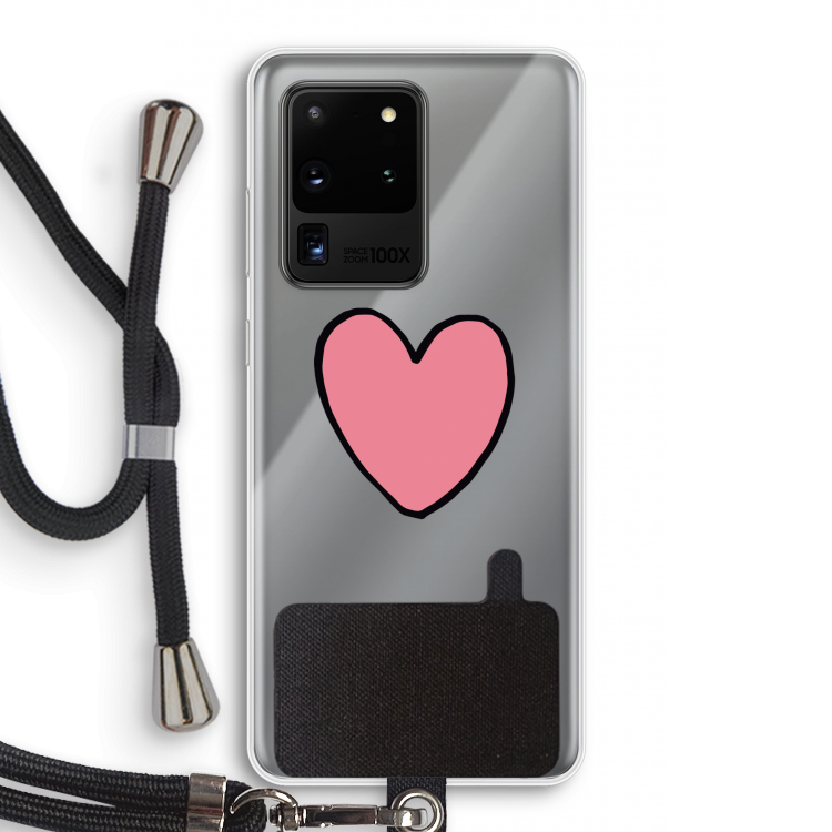 Hartje: Samsung Galaxy S20 Ultra Transparant Hoesje met koord