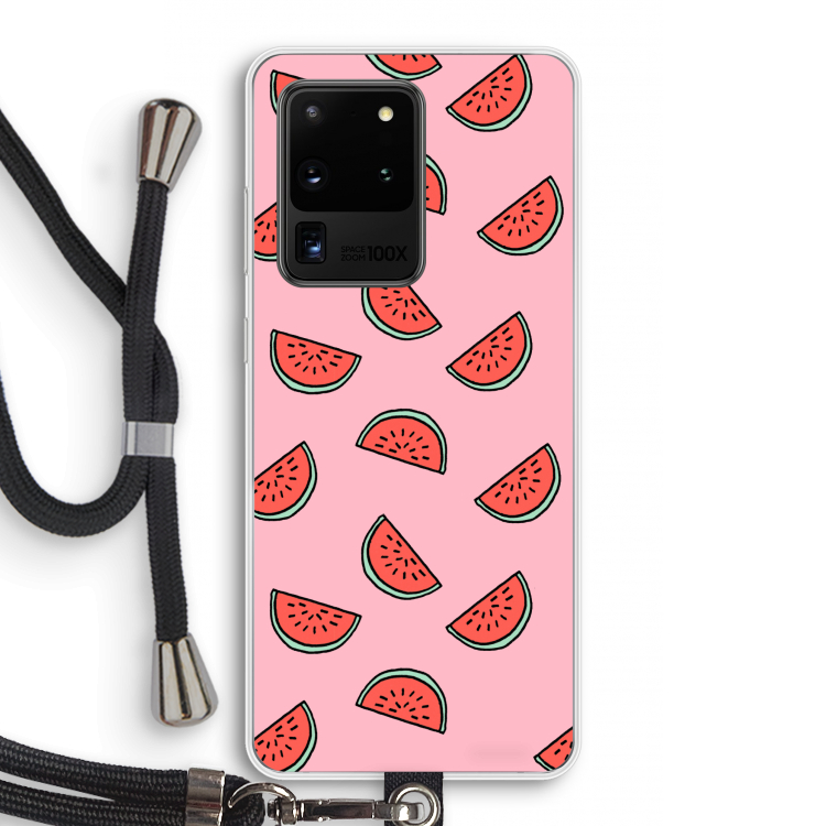 Watermeloen: Samsung Galaxy S20 Ultra Transparant Hoesje met koord