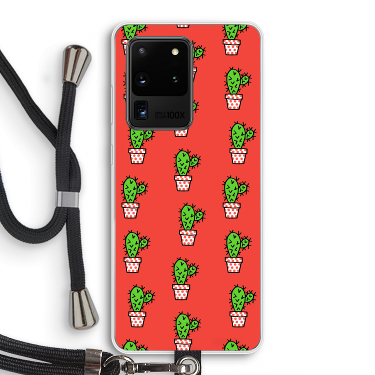 Mini cactus: Samsung Galaxy S20 Ultra Transparant Hoesje met koord