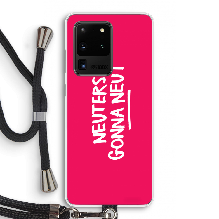 Neuters (roze): Samsung Galaxy S20 Ultra Transparant Hoesje met koord