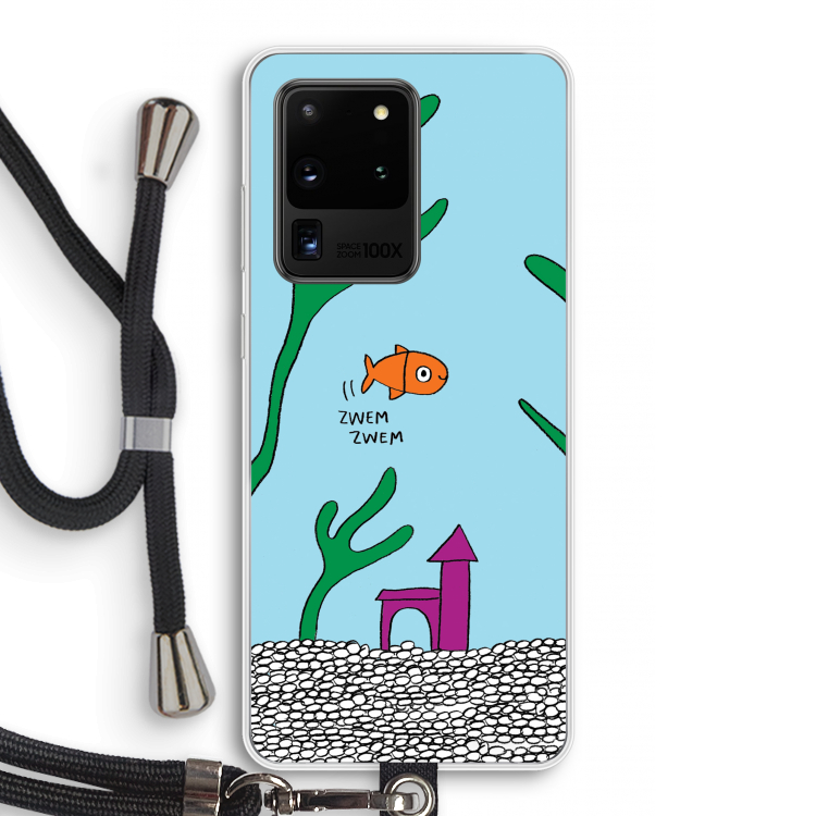 Aquarium: Samsung Galaxy S20 Ultra Transparant Hoesje met koord