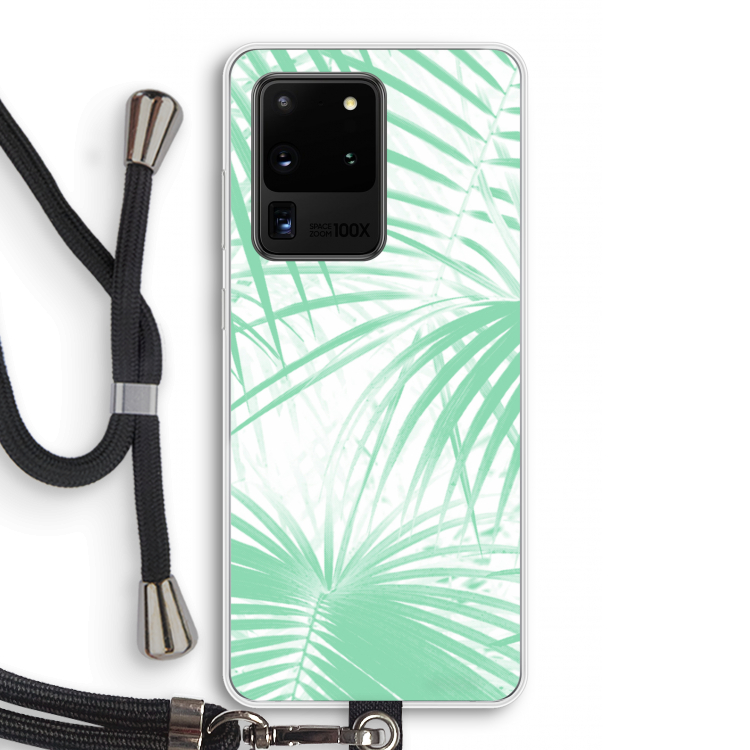 Palmbladeren: Samsung Galaxy S20 Ultra Transparant Hoesje met koord