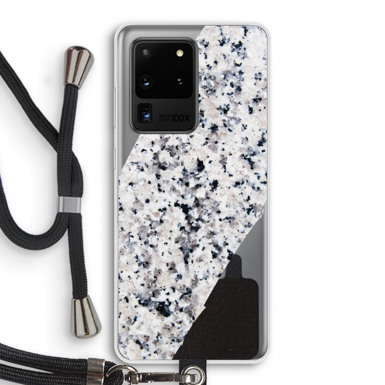 Gespikkelde marmer: Samsung Galaxy S20 Ultra Transparant Hoesje met koord