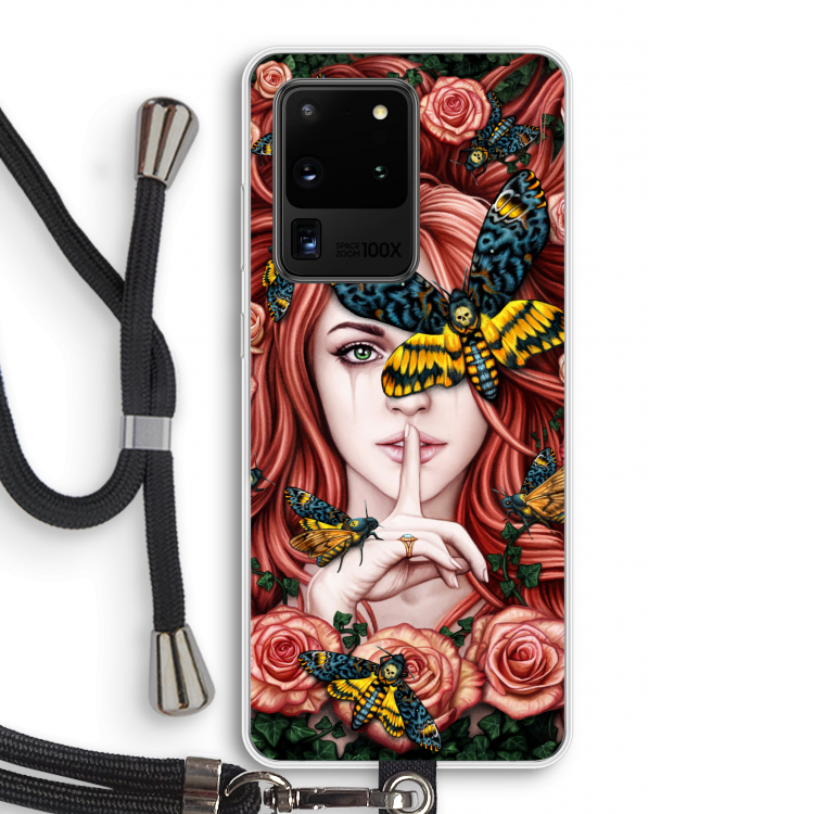 Lady Moth: Samsung Galaxy S20 Ultra Transparant Hoesje met koord