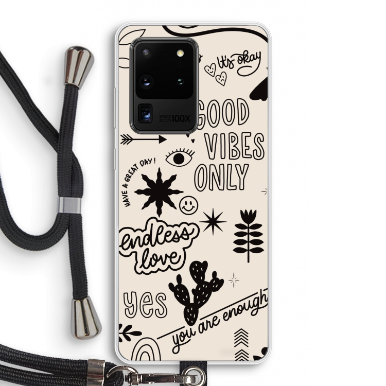 Good vibes: Samsung Galaxy S20 Ultra Transparant Hoesje met koord