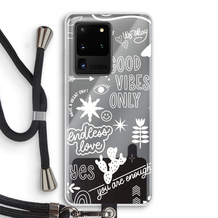 Good vibes: Samsung Galaxy S20 Ultra Transparant Hoesje met koord