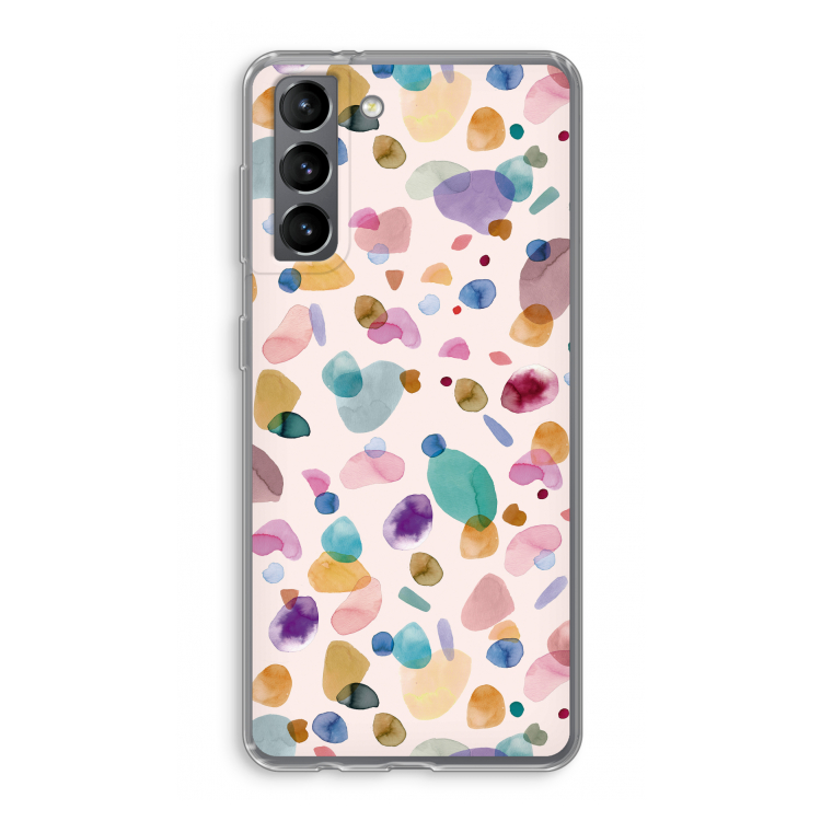Terrazzo Memphis Pink: Samsung Galaxy S21 Transparant Hoesje